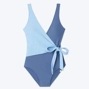 Summersalt The Long Torso Perfect Wrap One Piece - Sky & Blue Mountain